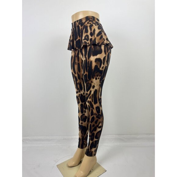 Women's Sabora Leopard Animal Print Peplum Accent Leggings Size Small - Picture 13 of 14